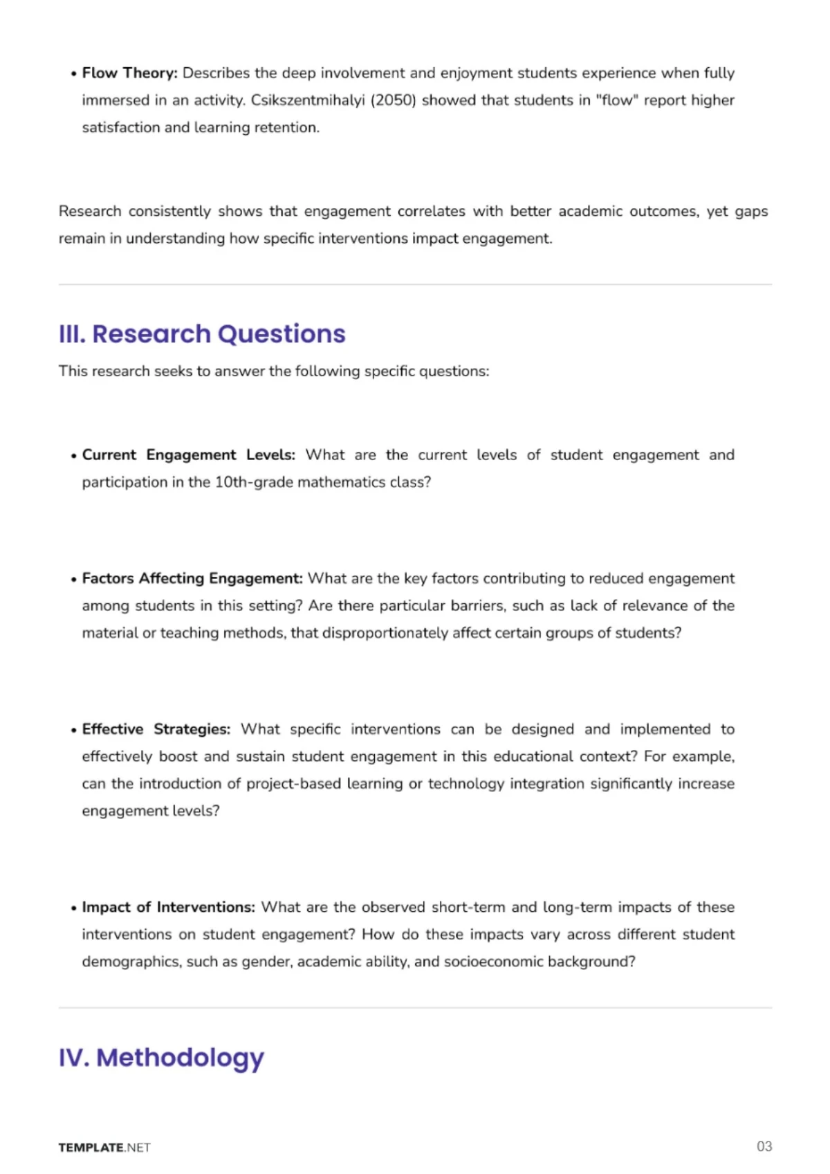 Free Student Engagement Action Research Template to Edit Online