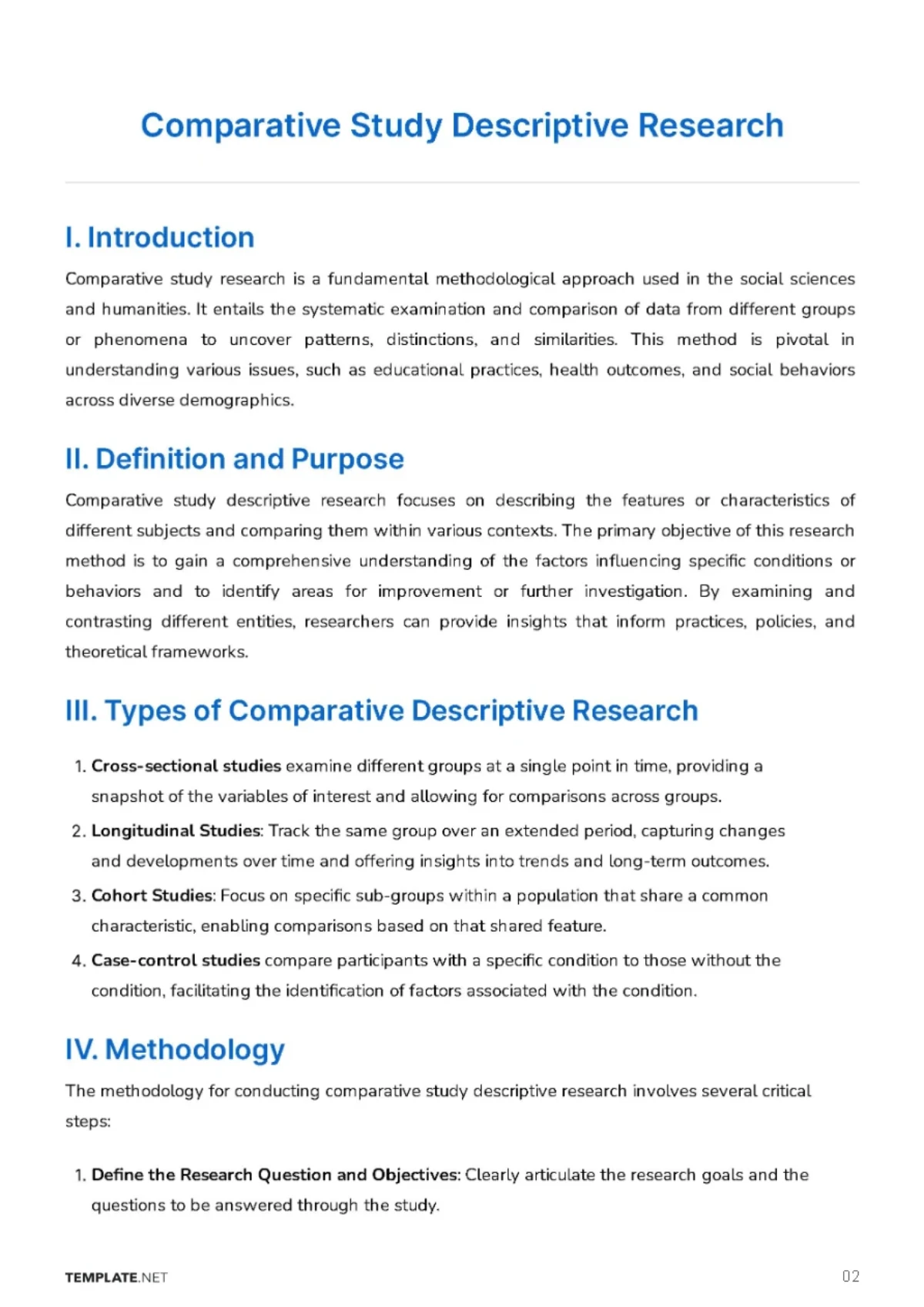 Free Comparative Study Descriptive Research Template to Edit Online