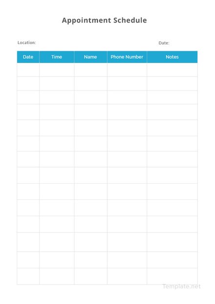 pdf medical office daily appointment schedule template