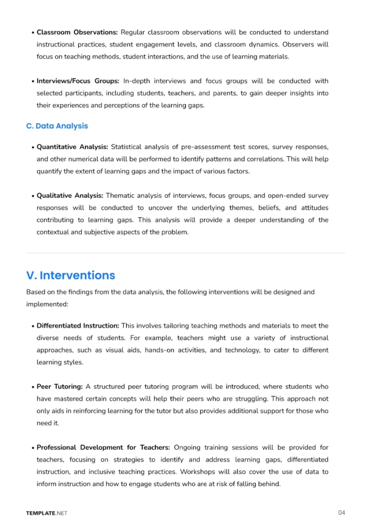 Free Learning Gaps Action Research Template to Edit Online