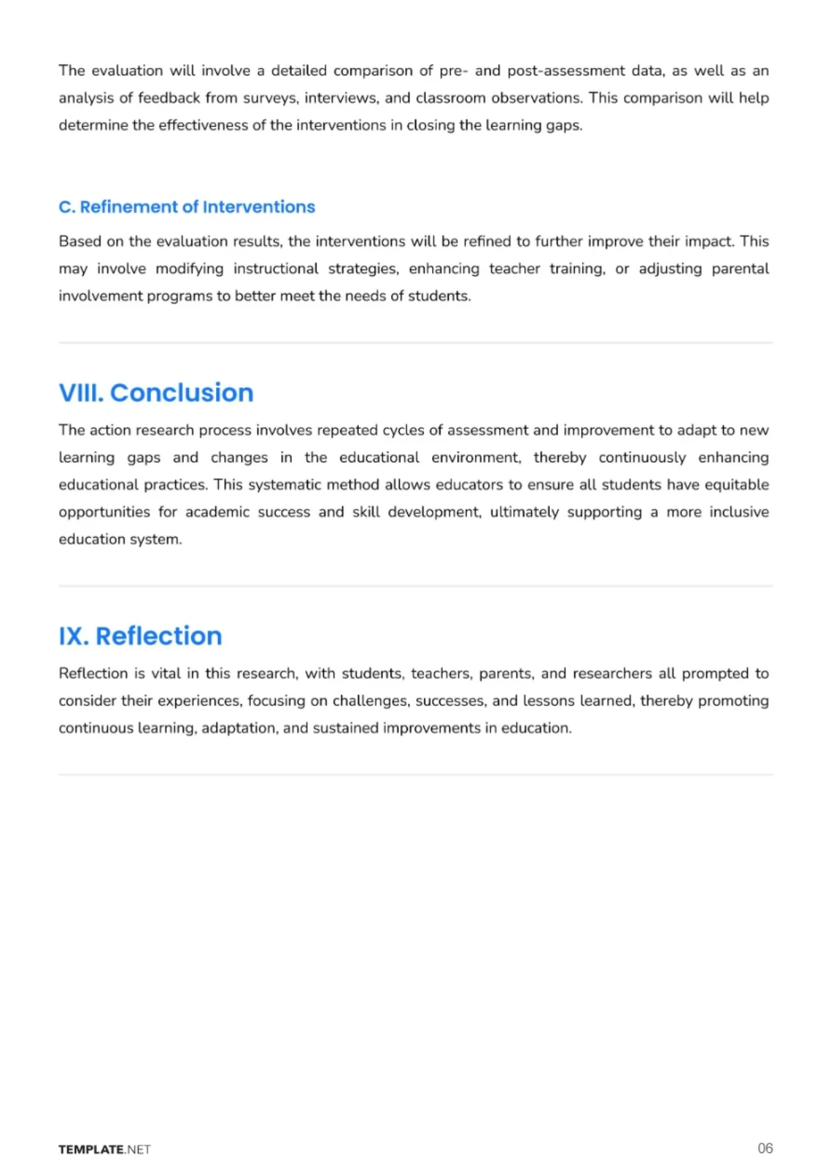 Free Learning Gaps Action Research Template to Edit Online