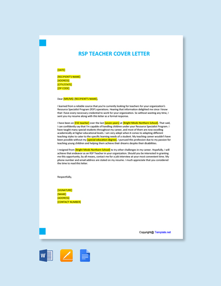 90+ Teacher Cover Letter Word Templates - Free Downloads | Template.net