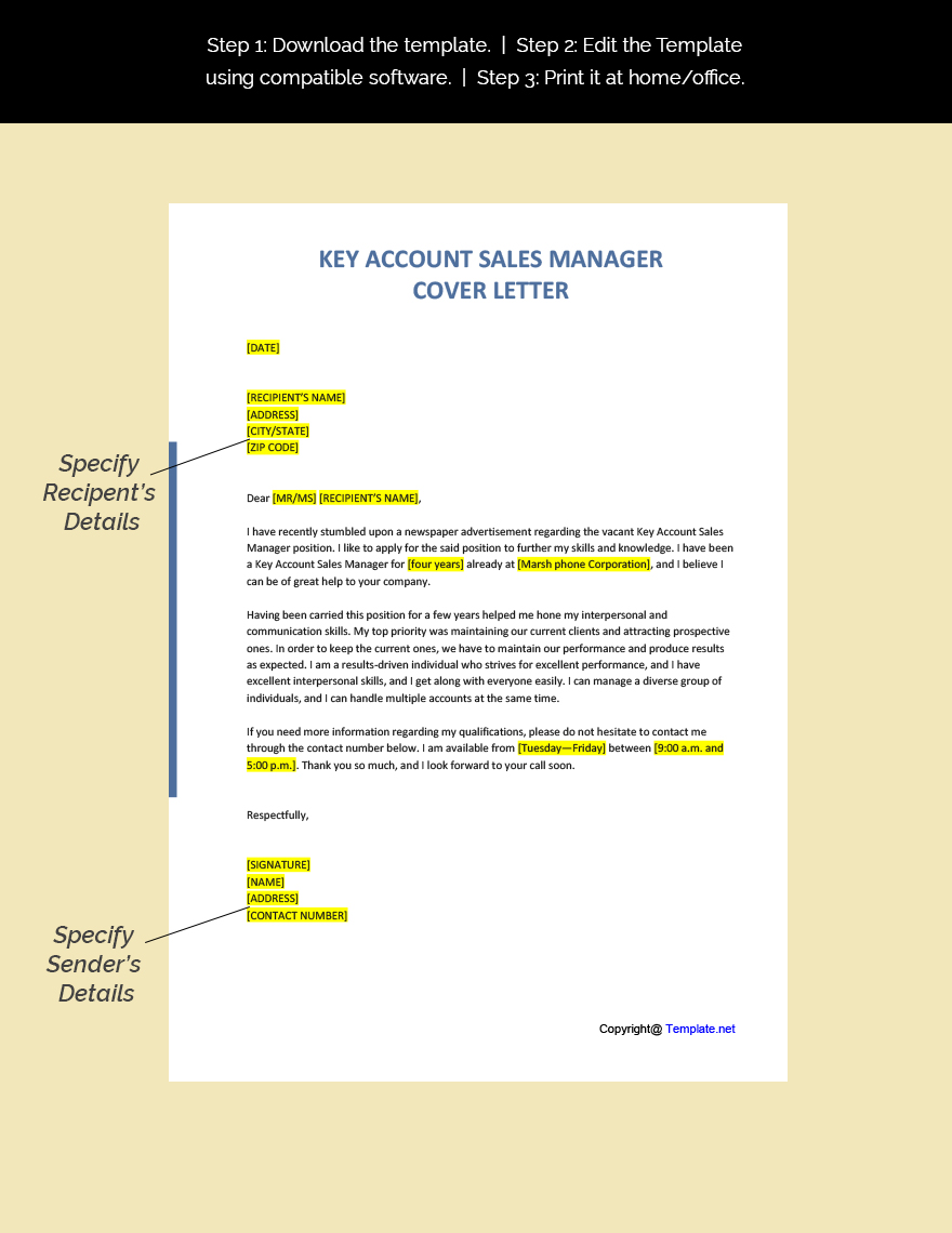 Key Account Sales Manager Cover Letter