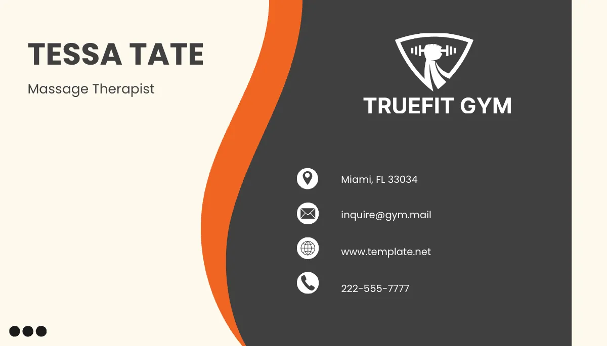 Free Gym Massage Therapist Business Card Template to Edit Online