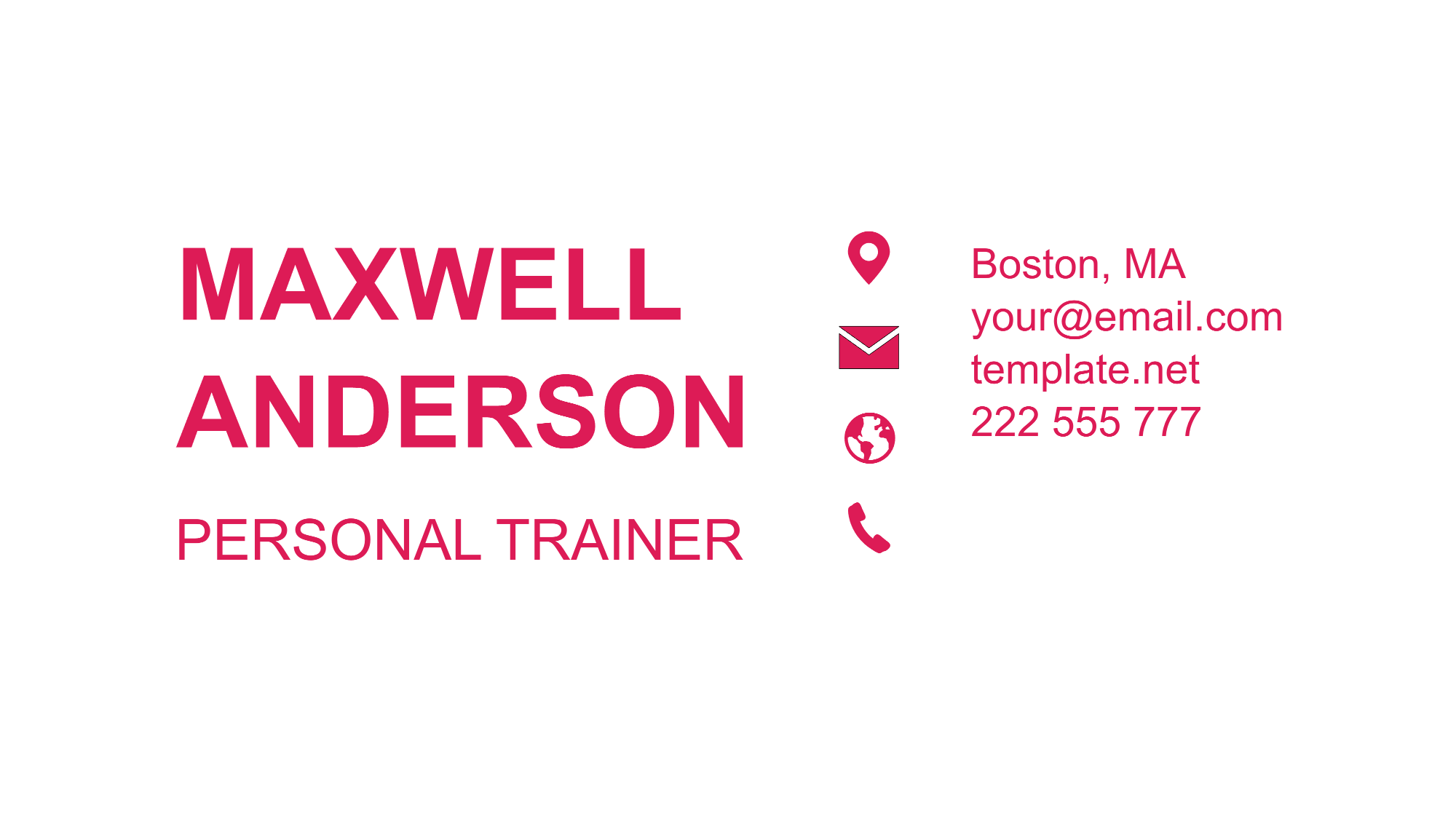 Free Gym Event Coordinator Business Card Template to Edit Online