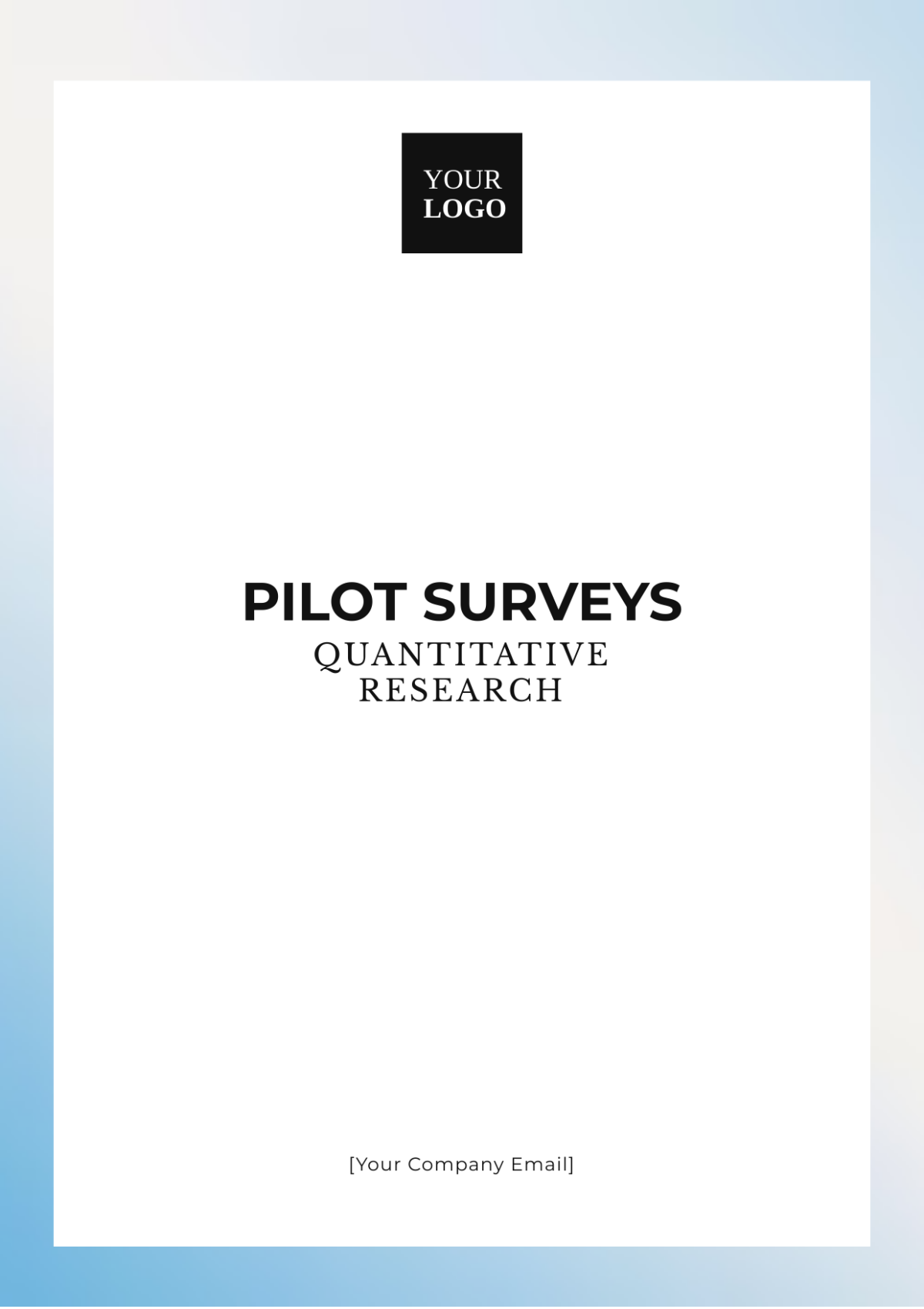 Pilot Survey Quantitative Research Template - Edit Online & Download