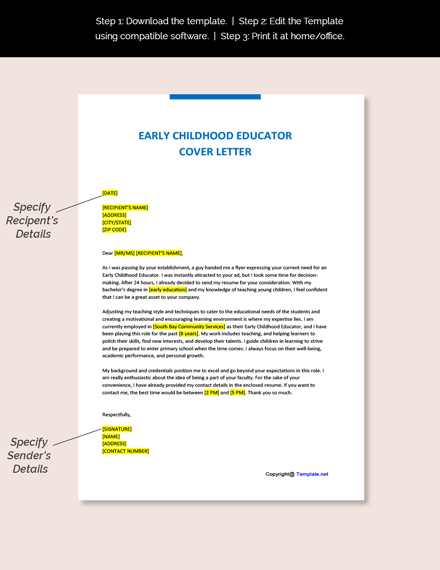 cover letter teacher early childhood