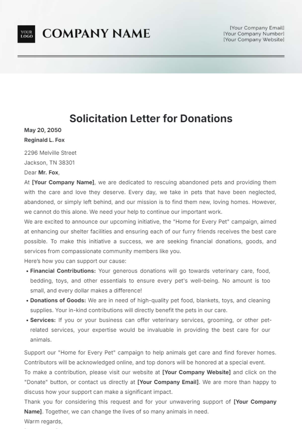 Solicitation Letter for Donations Template - Edit Online & Download