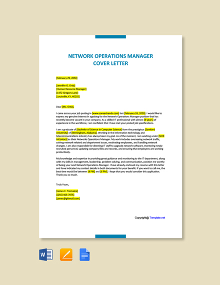 Network Engineering Manager Cover Letter Template - Google Docs, Word ...