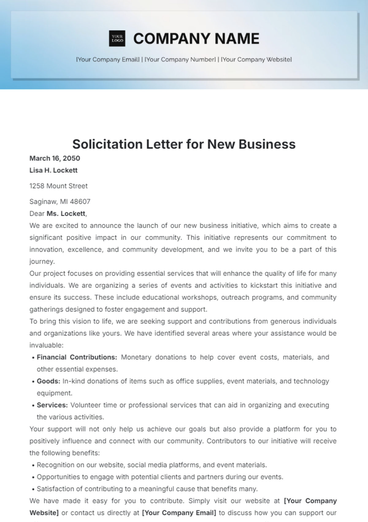 Solicitation Letter for New Business Template - Edit Online & Download