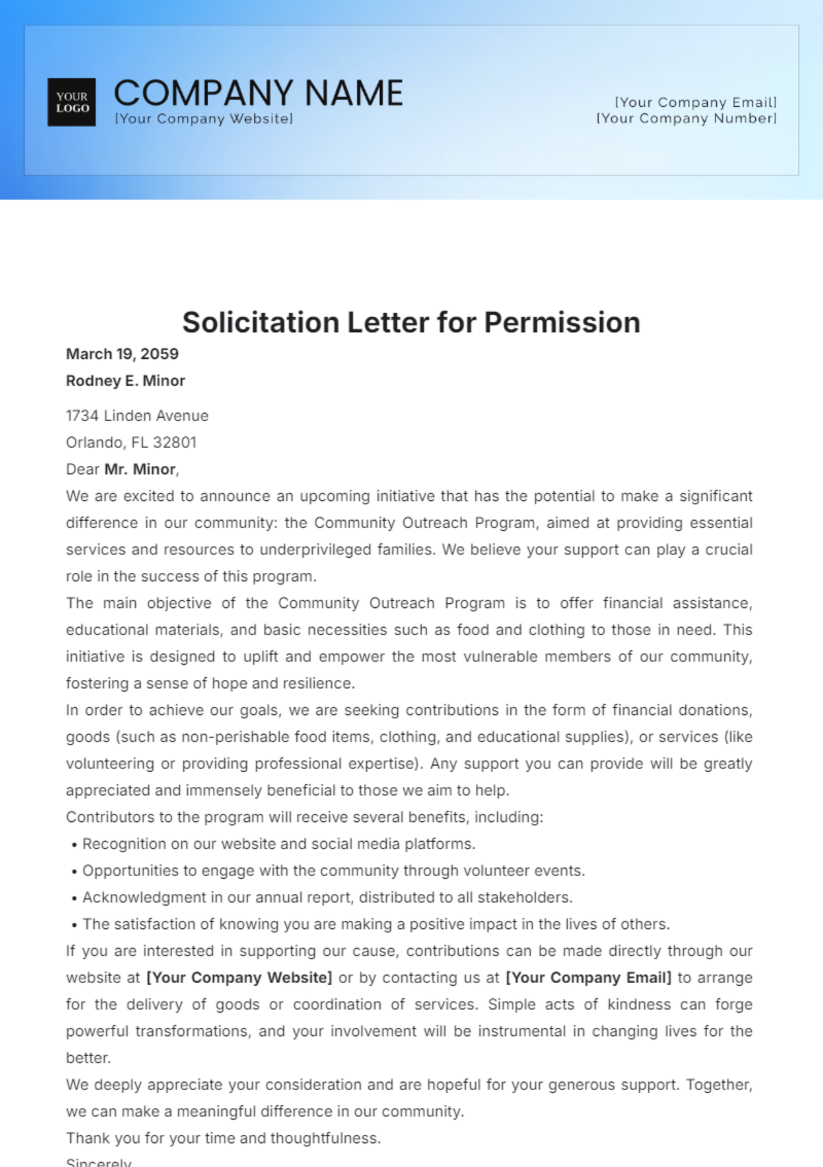 Solicitation Letter for Permission Template