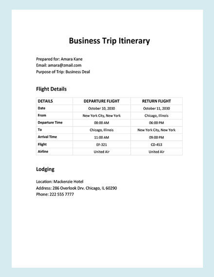 travel itinerary template for word