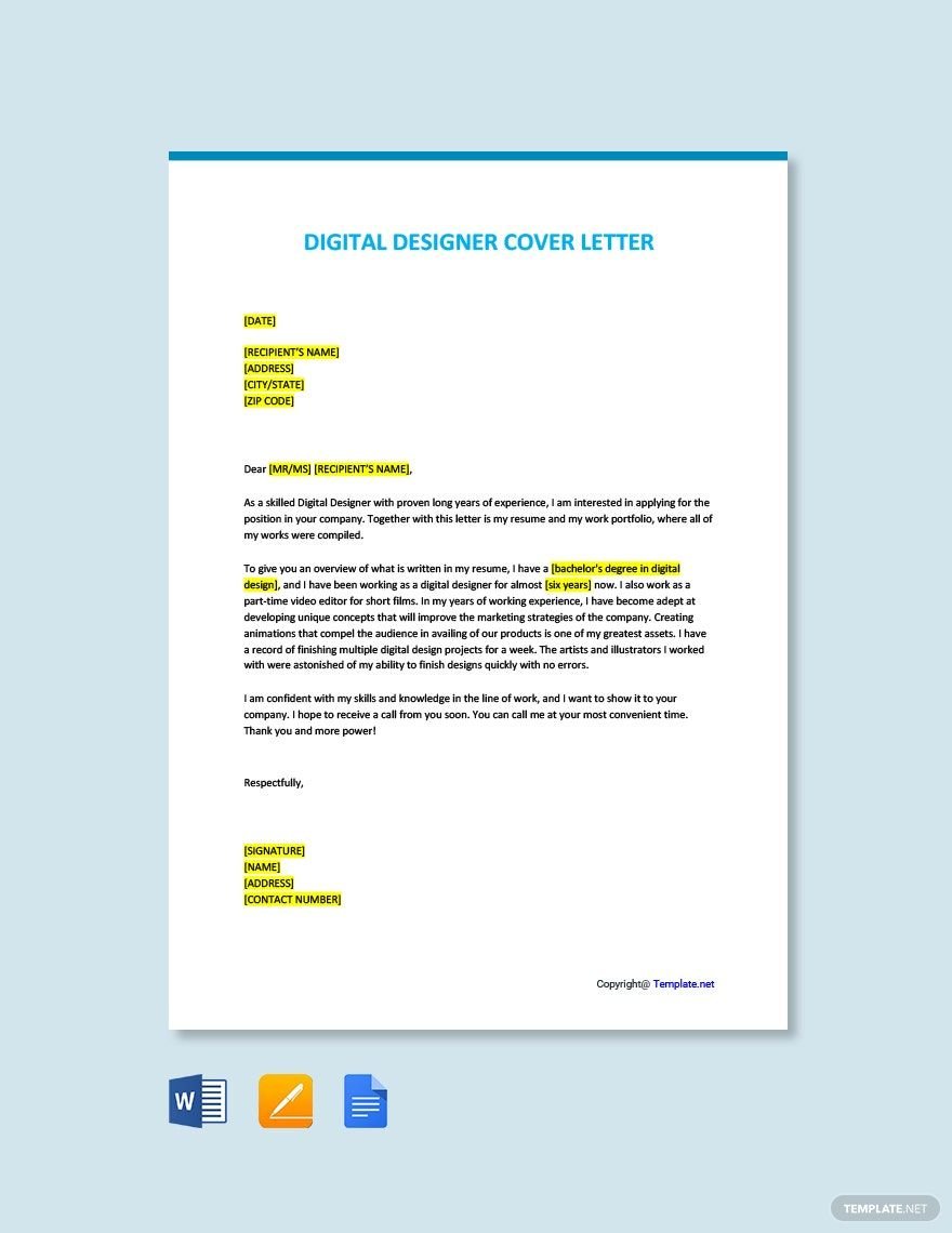 Digital Designer Cover Letter