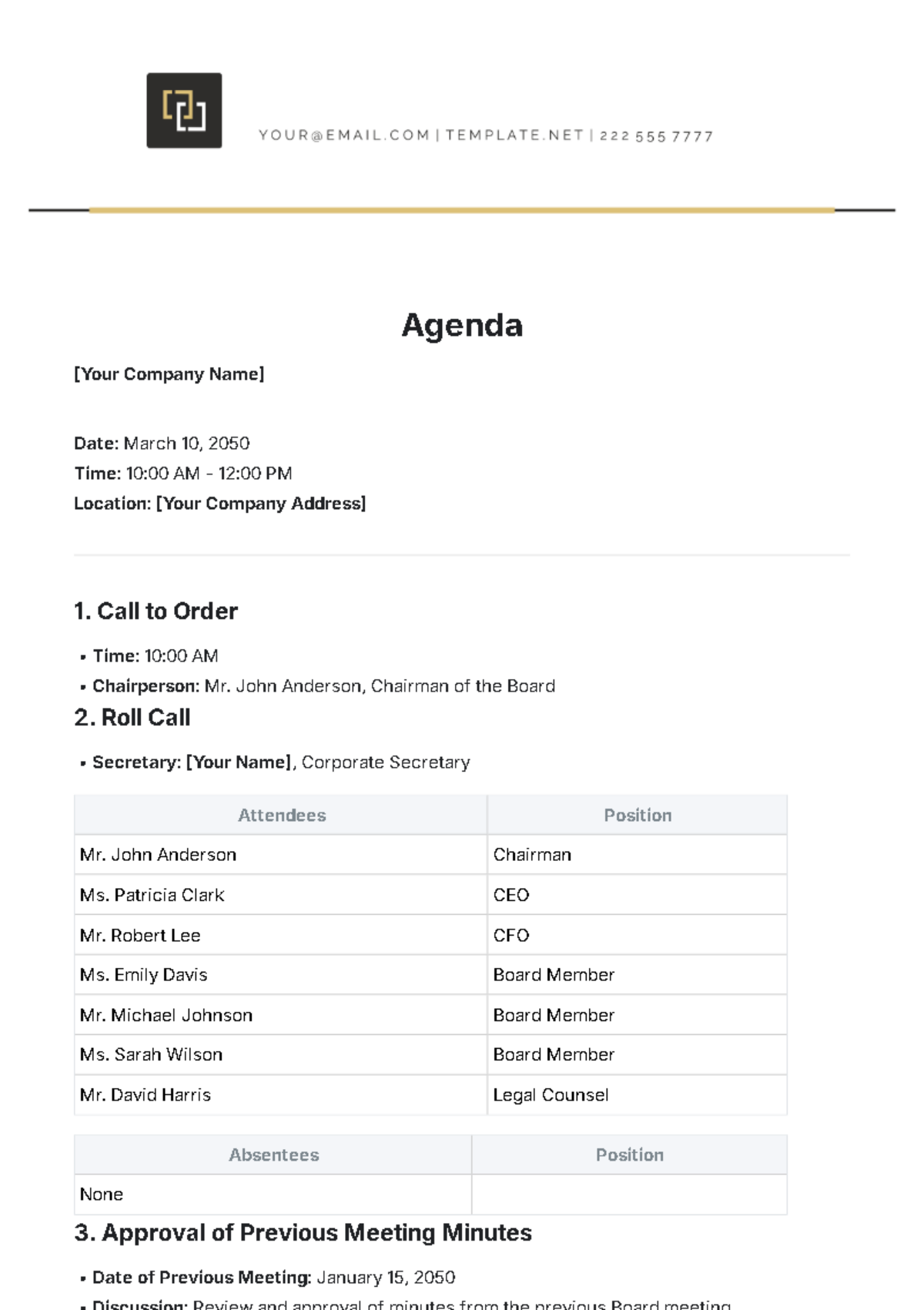 Free Teacher Staff Meeting Agenda Template To Edit Online
