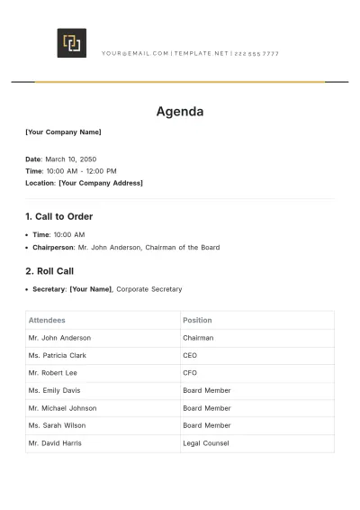 Free Agenda Template to Edit Online