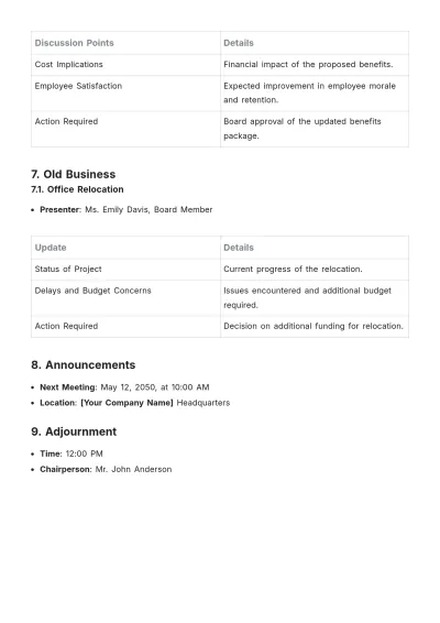 Free Agenda Template to Edit Online