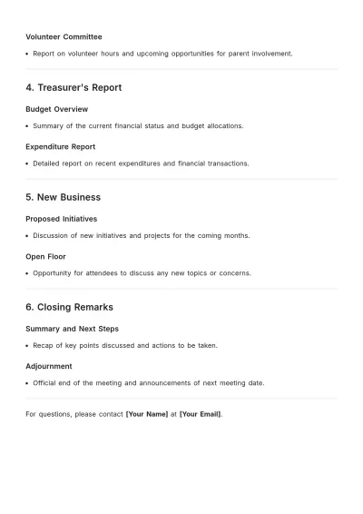 Free PTA Meeting Agenda Template to Edit Online
