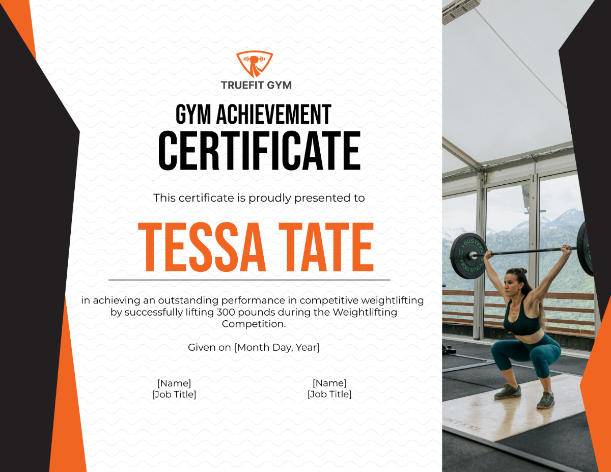 Gym Achievement Certificate