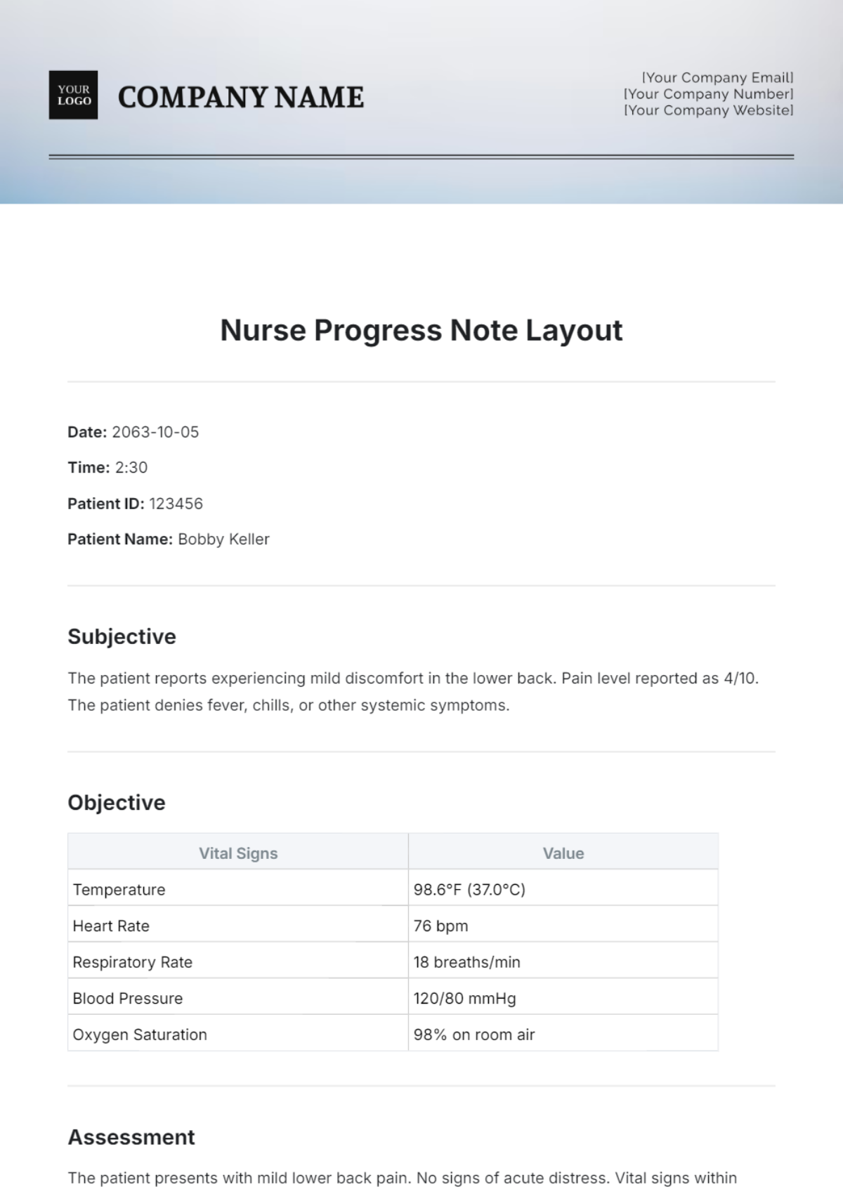 Nurse Progress Note Layout Template - Edit Online & Download