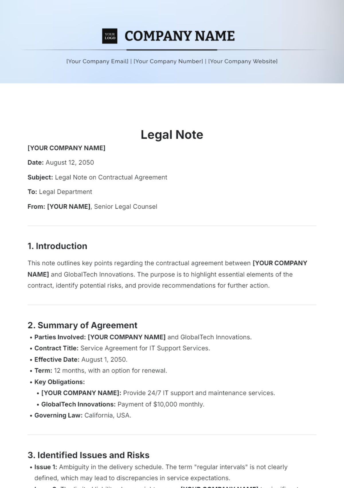 Legal Note Template - Edit Online & Download