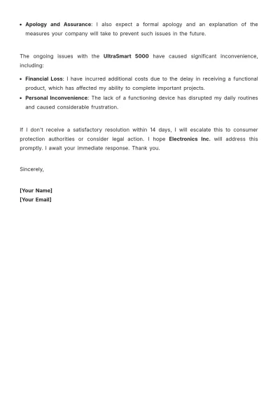 Free Strongly Worded Complaint Letter Template to Edit Online