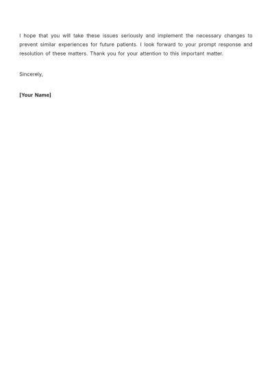 Free Patient Complaint Letter Template to Edit Online