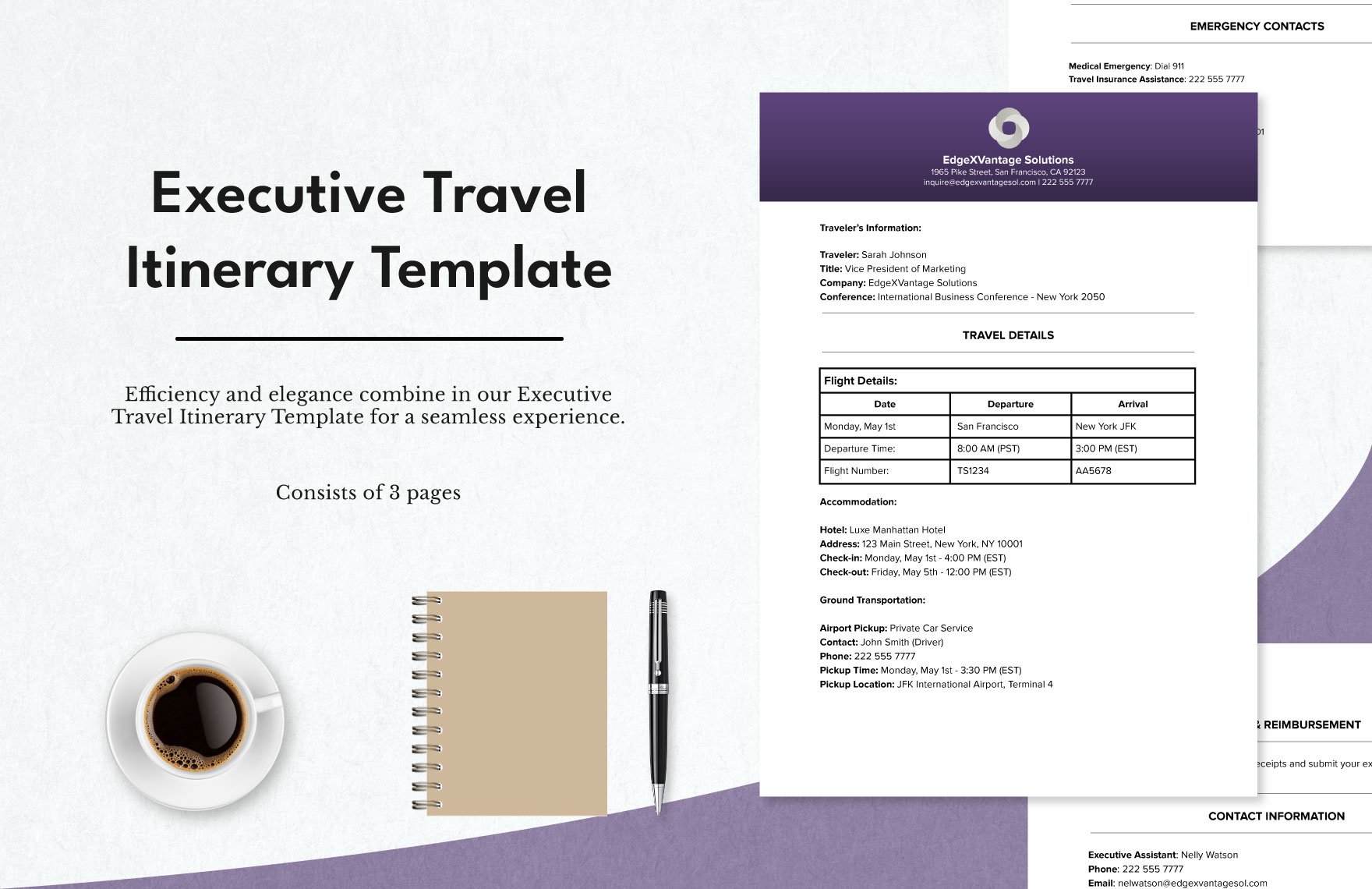 Executive Travel Itinerary Template