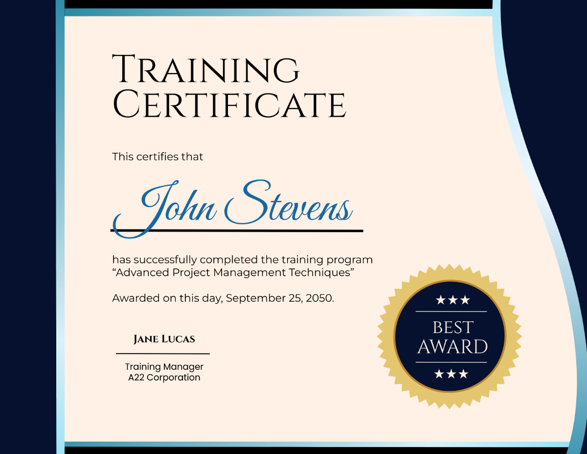 Training Certificate Template - Edit Online & Download