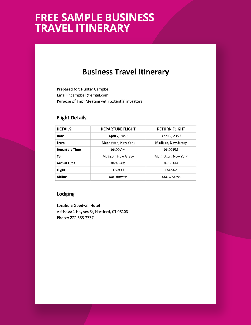 Travel Itinerary Google Docs Templates Design, Free, Download