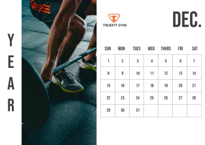 Free Gym Yearly Calendar Template to Edit Online