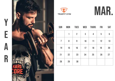 Free Gym Yearly Calendar Template to Edit Online