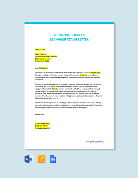 Network Engineer Resume Cover Letter Template - Google Docs, Word ...