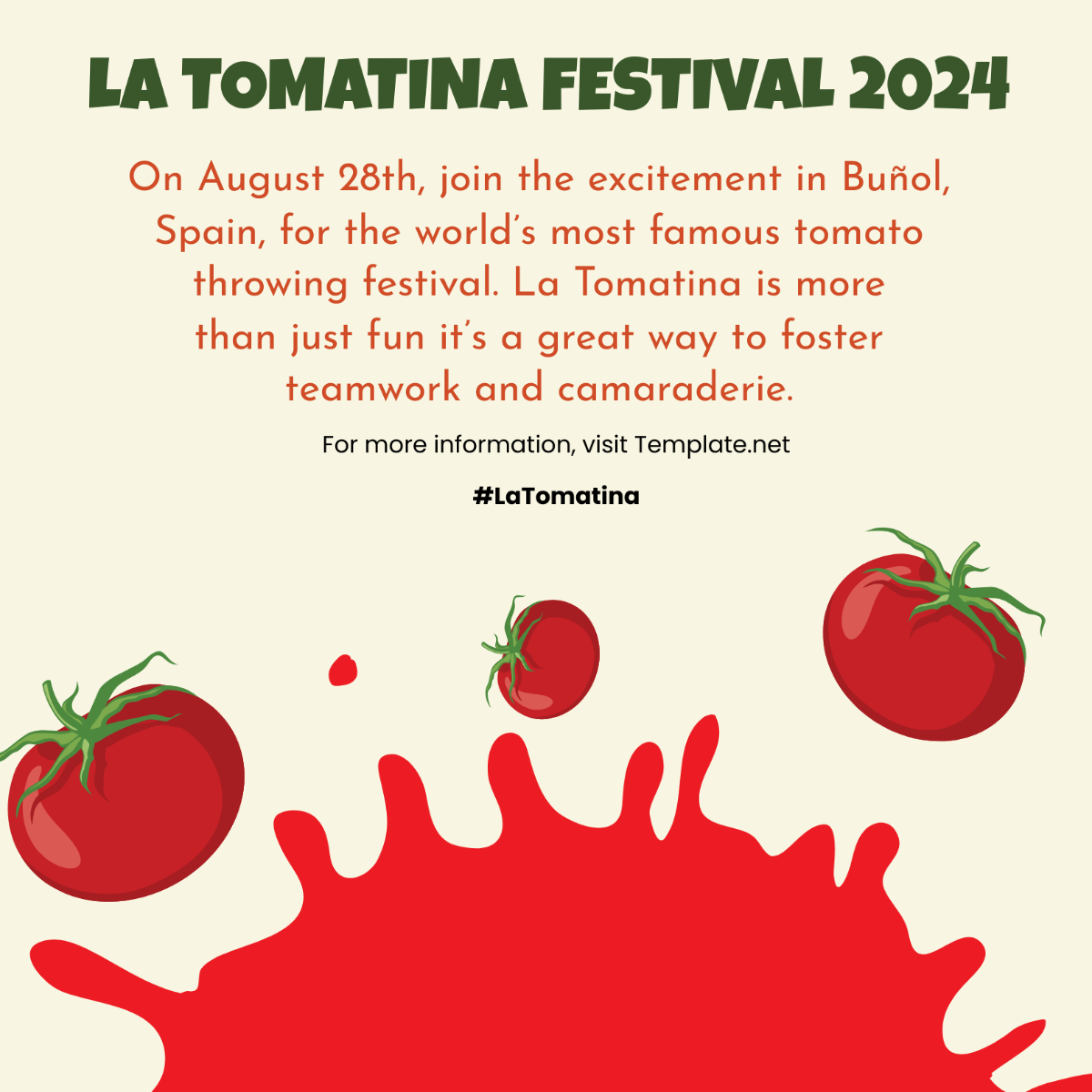 La Tomatina LinkedIn Post Template - Edit Online & Download