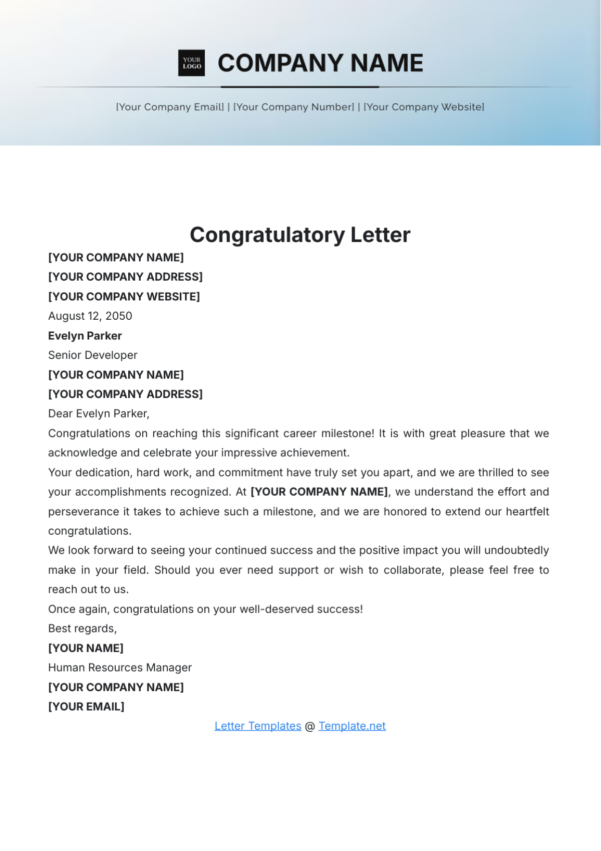 Congratulatory Letter Template - Edit Online & Download