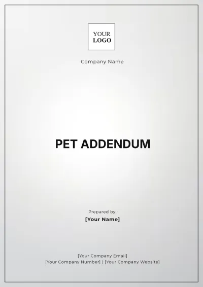 Free Pet Addendum Template to Edit Online
