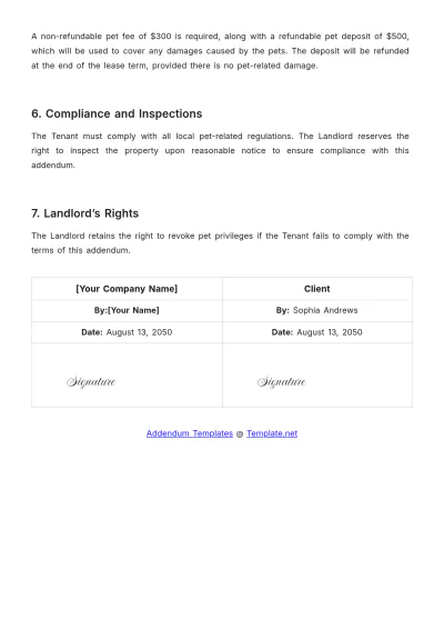 Free Pet Addendum Template to Edit Online