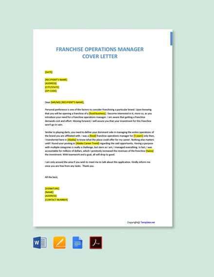 Franchise Operations Manager Cover Letter 