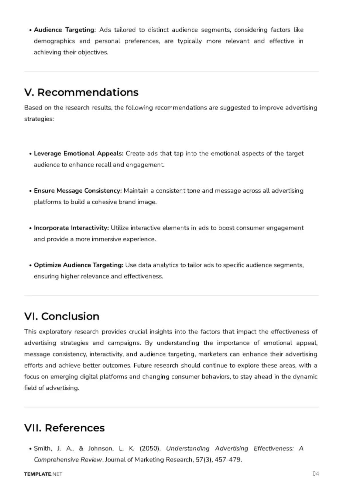 Free Advertising Effectiveness Exploratory Research Template to Edit Online