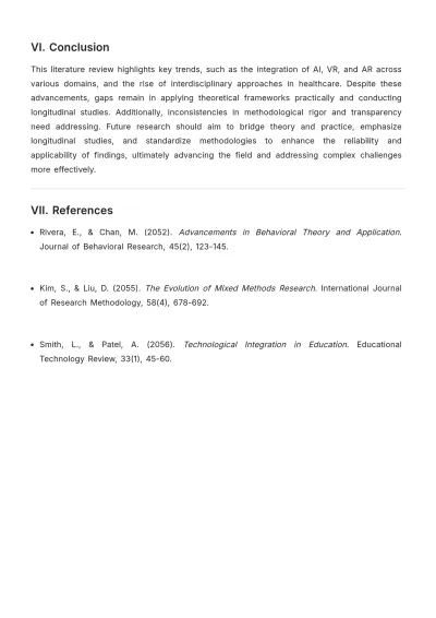 Free Literature Review for Exploratory Research Template to Edit Online