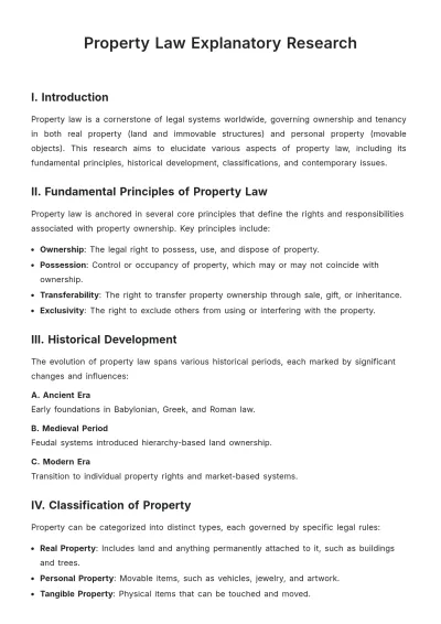 Free Property Law Explanatory Research Template to Edit Online