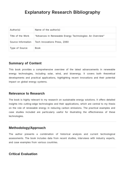 Free Explanatory Research Bibliography Template to Edit Online