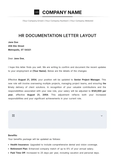 Free HR Documentation Letter Layout Template to Edit Online