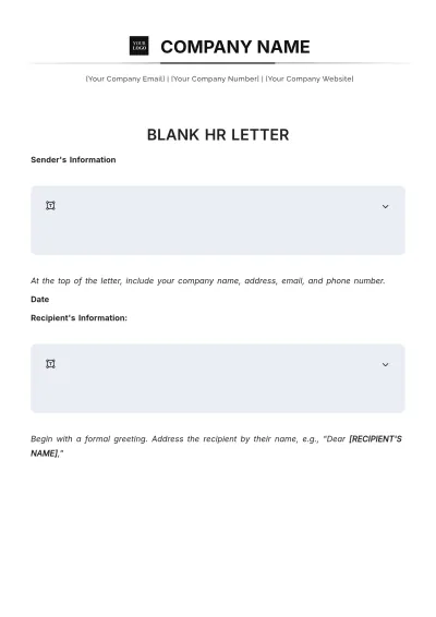 Free Blank HR Letter Template to Edit Online