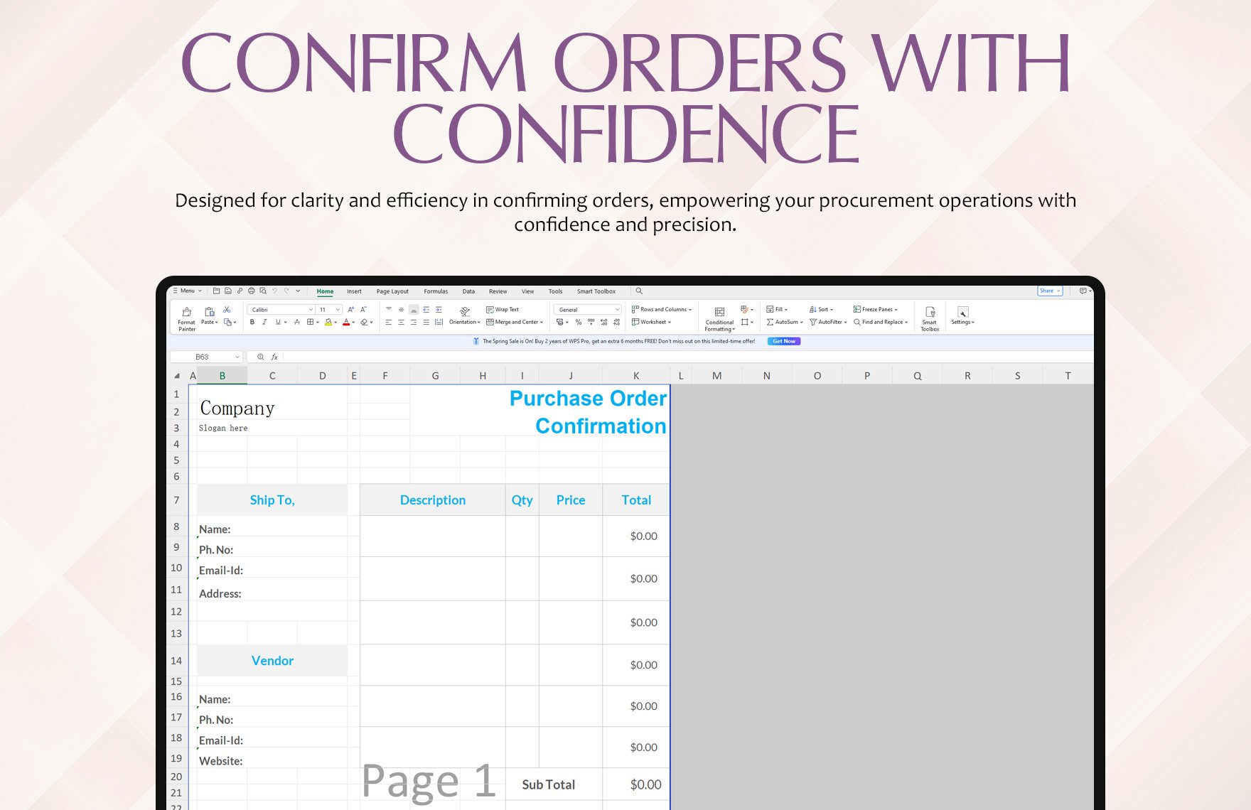 Purchase Order Confirmation Template