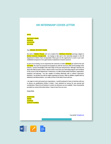 Cover Letter for Internship Template - Word | Template.net