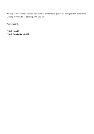 Free Bachelorette Itinerary Template to Edit Online