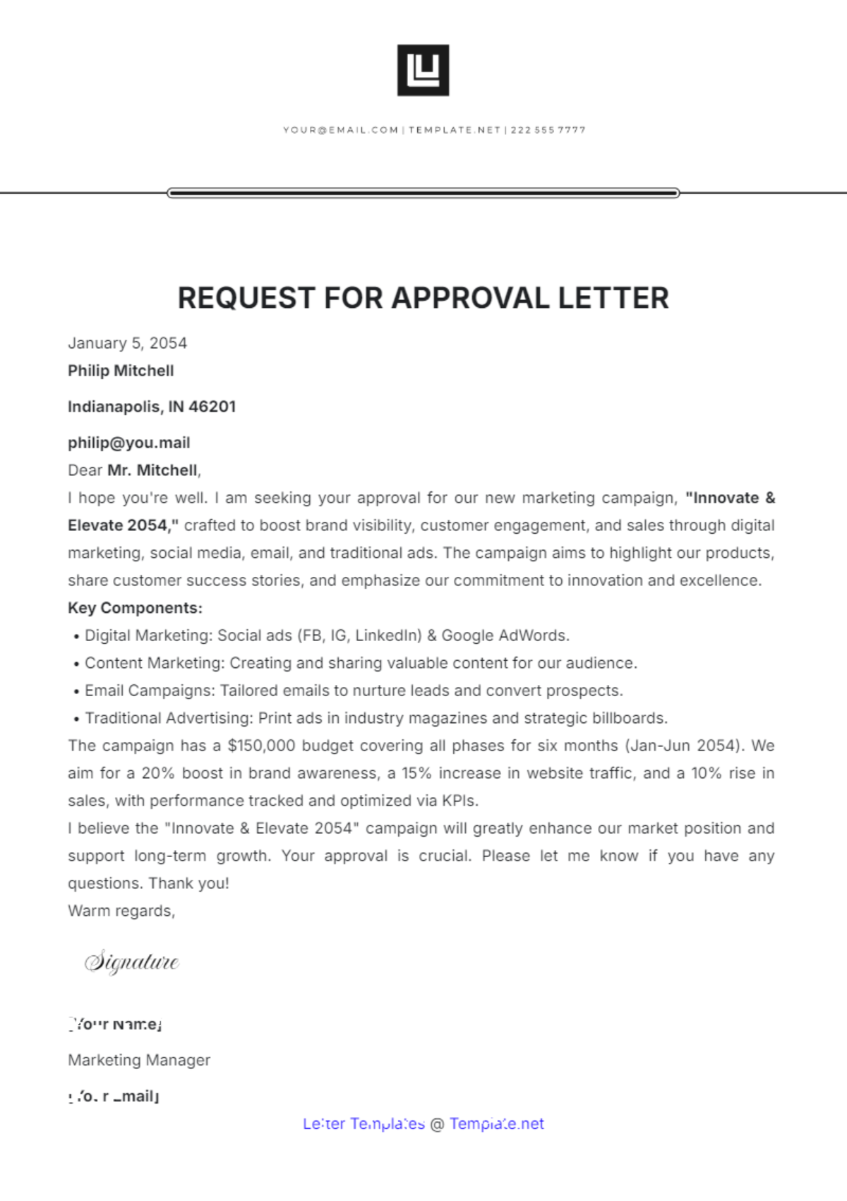 Request for Approval Letter Template - Edit Online & Download