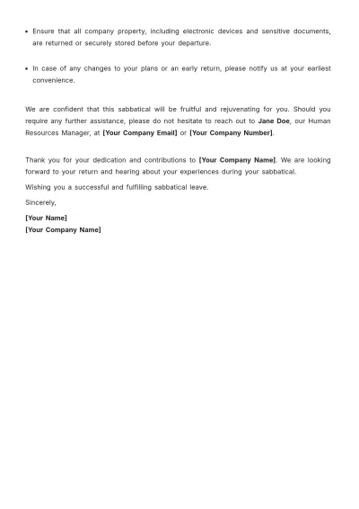 Free Sabbatical Leave Approval Letter Template to Edit Online