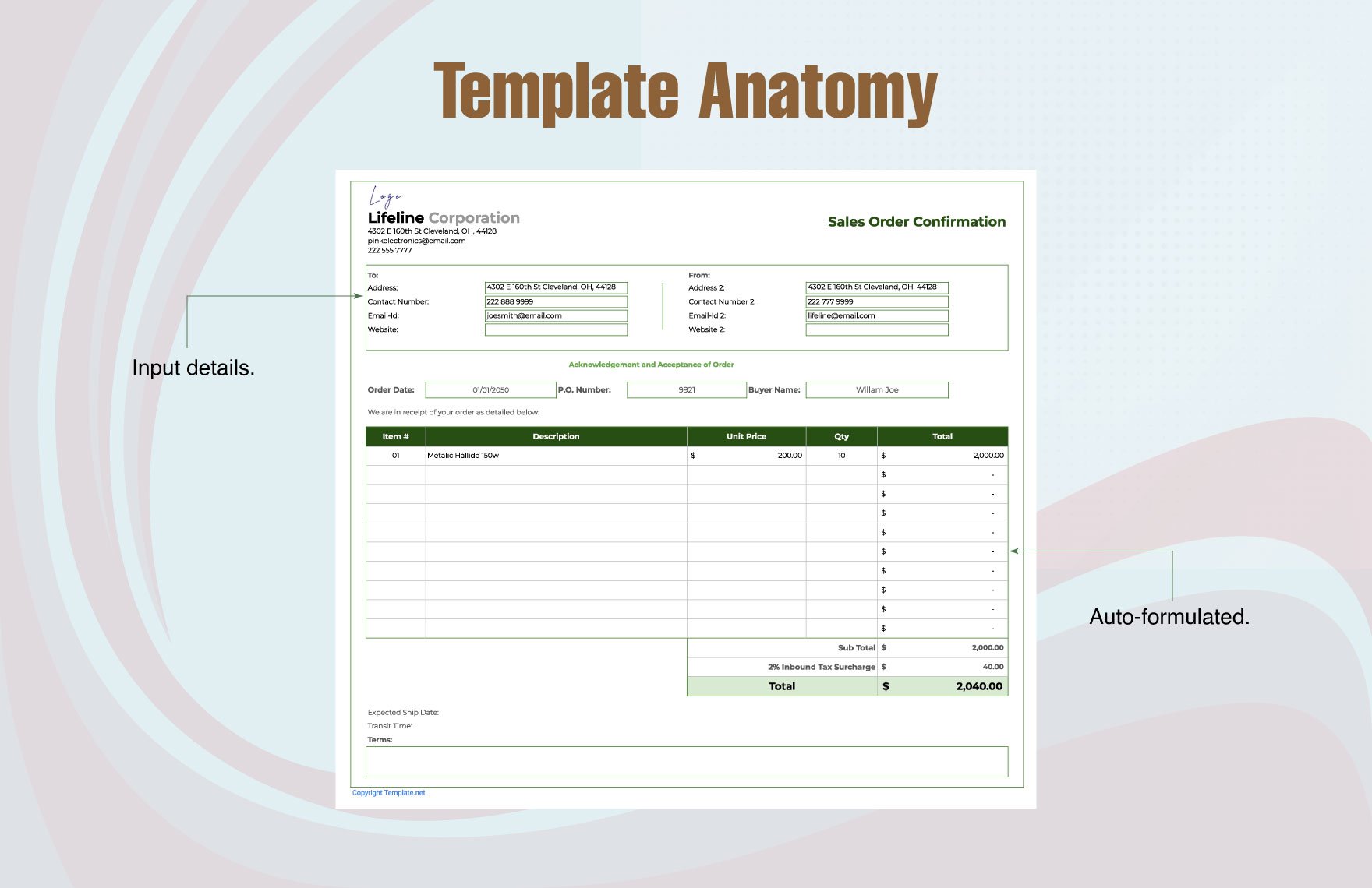 Sales Order Confirmation Template
