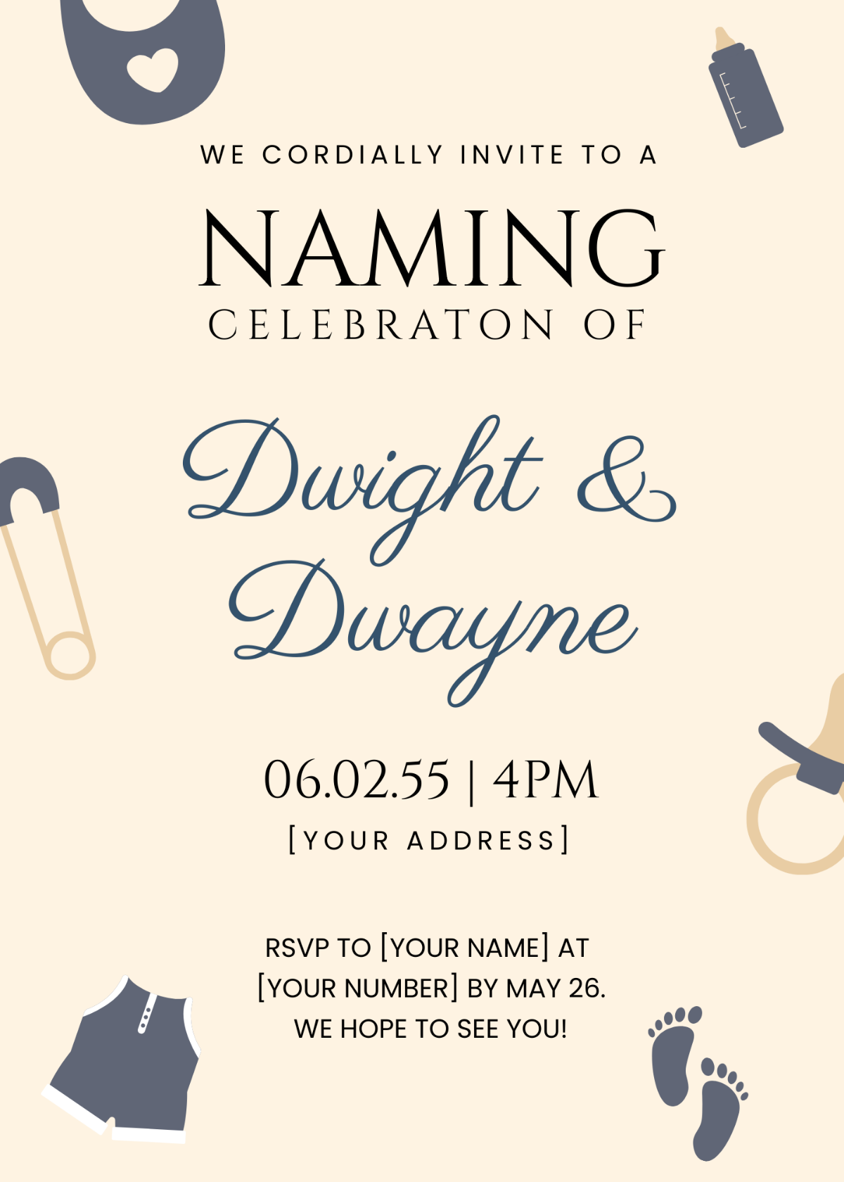 Minimalist Baby Naming Ceremony Invitation